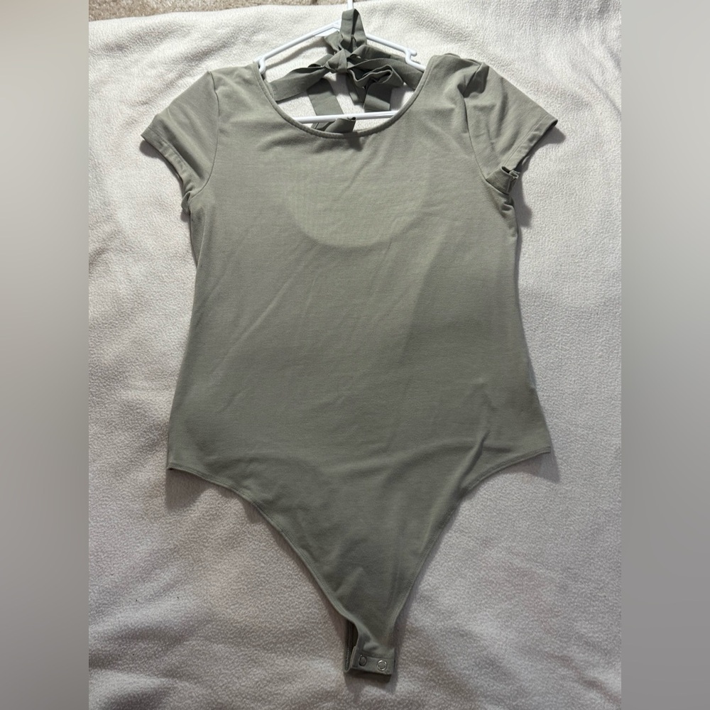 American Eagle Olive Green Top bodysuit low back tie